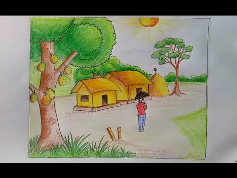 رسم منظر طبيعي سهل للاطفال - احلى الرسومات للاطفال 3210 6