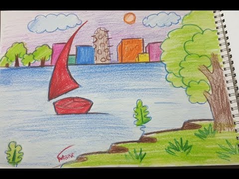 رسم منظر طبيعي سهل للاطفال - احلى الرسومات للاطفال 3210 4