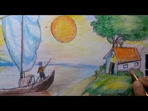 رسم منظر طبيعي سهل للاطفال - احلى الرسومات للاطفال 3210