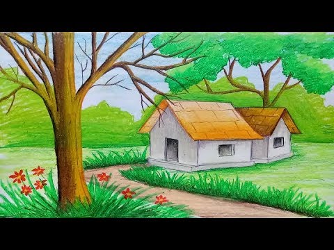 رسم منظر طبيعي - اجمل رسومات للطبيعه 3089 5