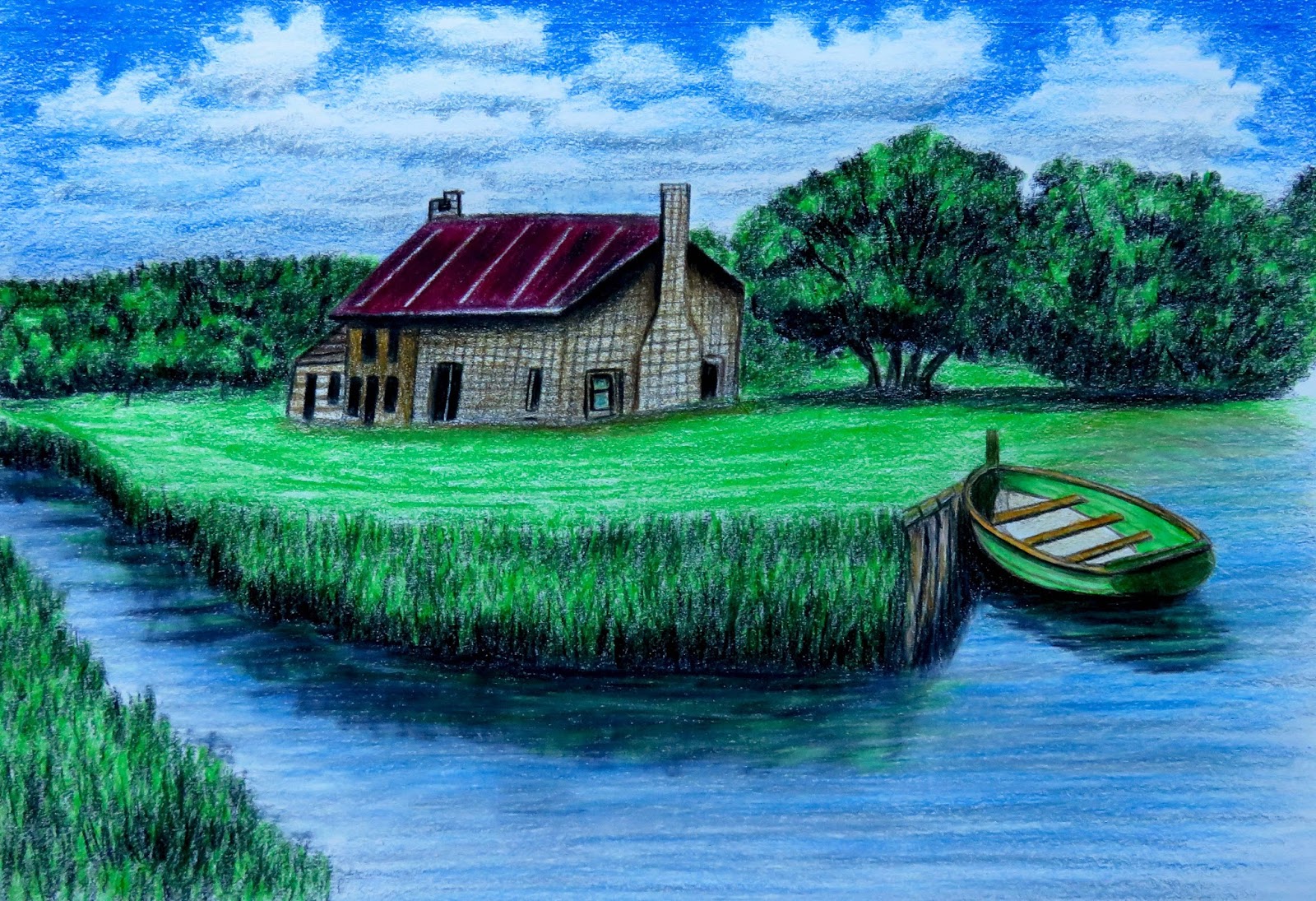 رسم منظر طبيعي - اجمل رسومات للطبيعه 3089 1