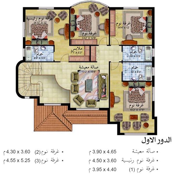 مخططات فلل صغيرة دورين سعوديه , اشكال وتصميمات فلل دورين